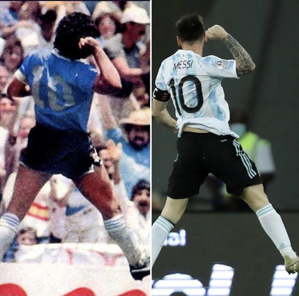 Messi festejo a lo Maradona