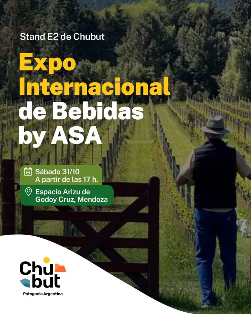 Chubut promociona su potencial enoturístico en la Expo Internacional de Bebidas by ASA 2026