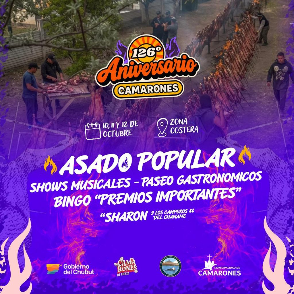 Camarones Celebra 126 AÑOS: fin de semana de fiesta, turismo y encuentro