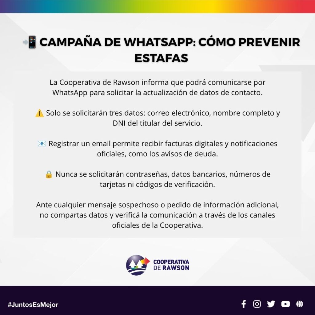Campaña de WhatsApp: la Cooperativa brinda recomendaciones para prevenir fraudes 1 Campaña de WhatsApp: la Cooperativa brinda recomendaciones para prevenir fraudes