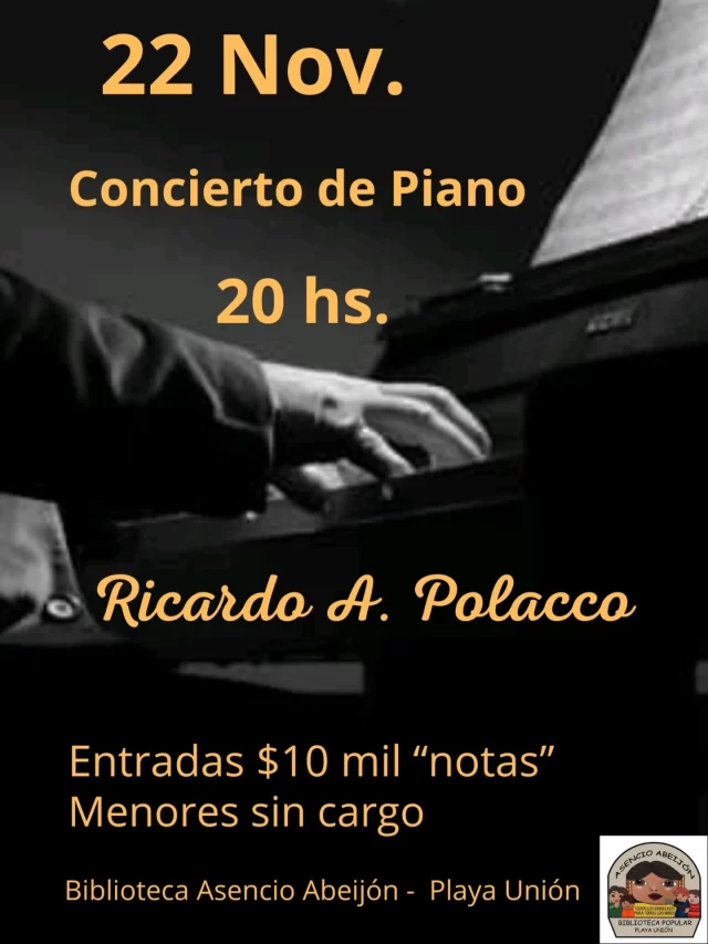 ESTE 22 DE NOVIEMBRE CONCIERTO DE PIANO